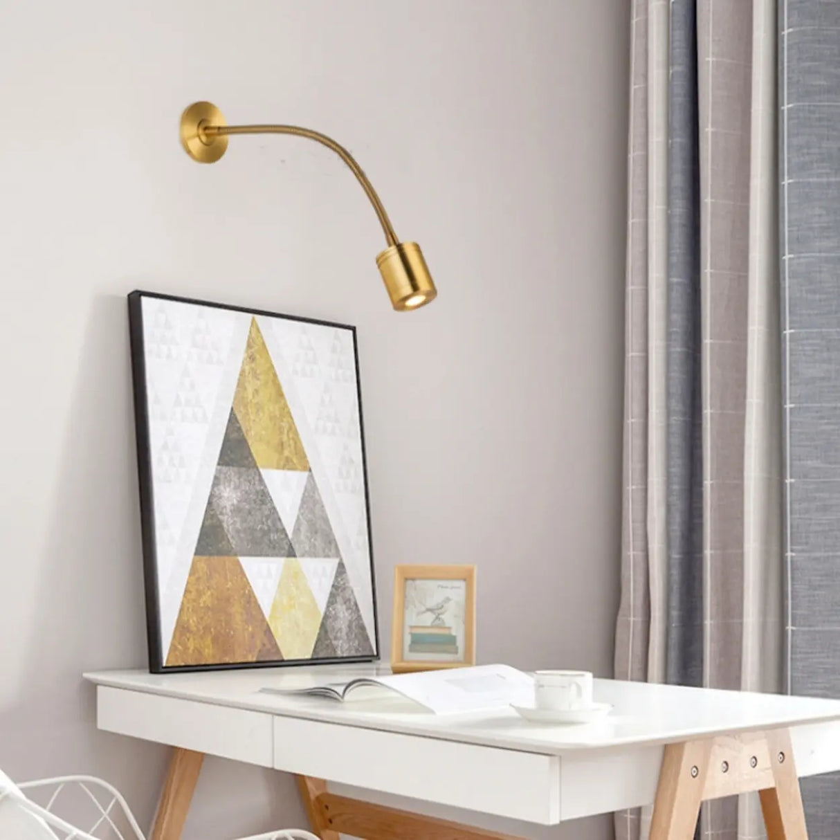 Modern Flexible Gooseneck Gold LED Metal Wall Sconce Image - 7