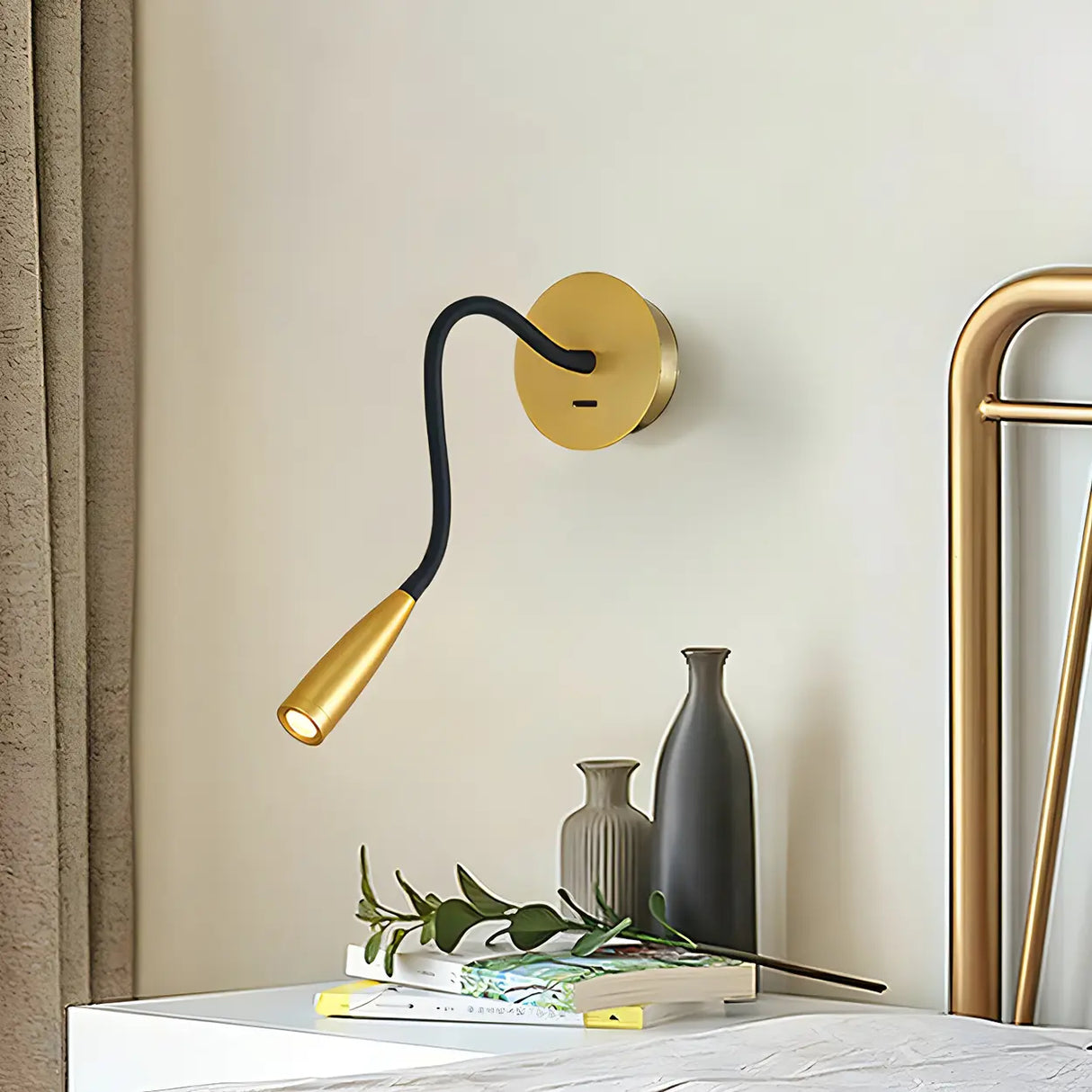 Modern Flexible Gooseneck Gold LED Metal Wall Sconce Image - 8