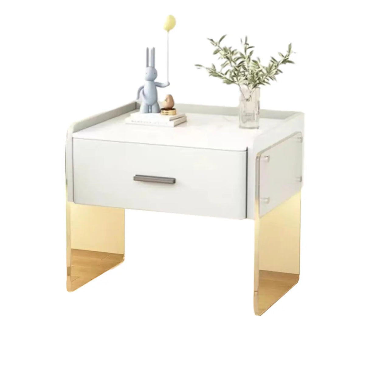 Modern Floating Clear Acrylic Leg Nightstand with Drawer Image - 2