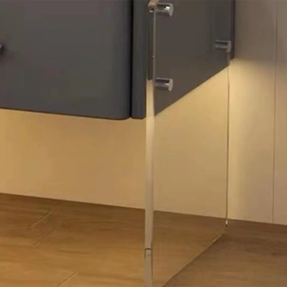 Modern Floating Clear Acrylic Leg Nightstand with Drawer Image - 5