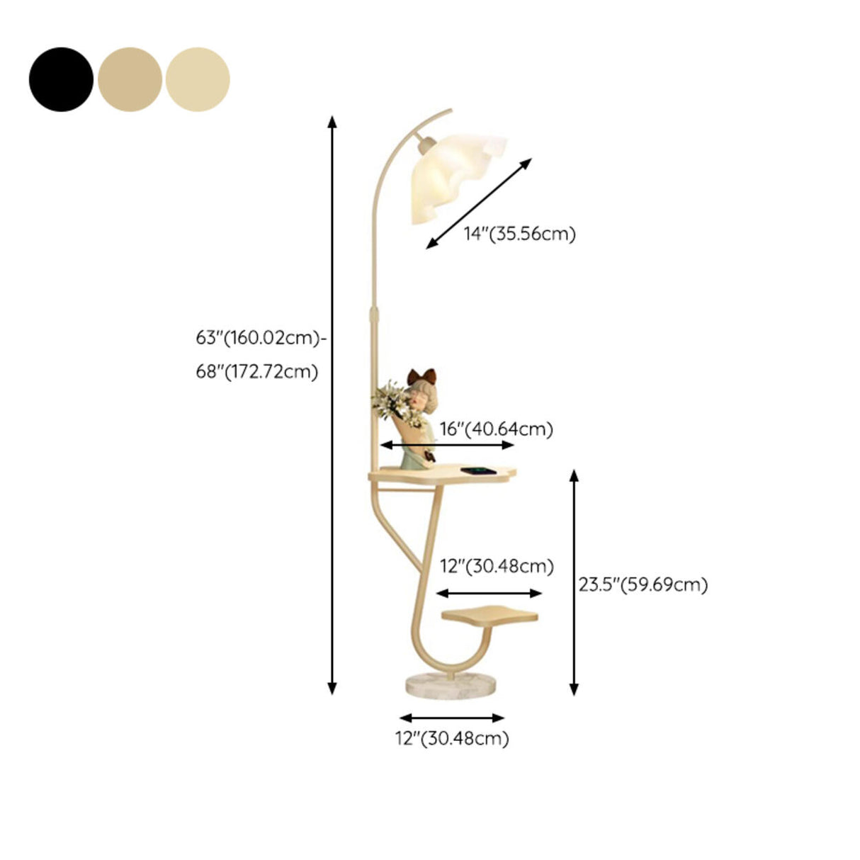Modern Floral Adjustable Floor Lamp with Shelves