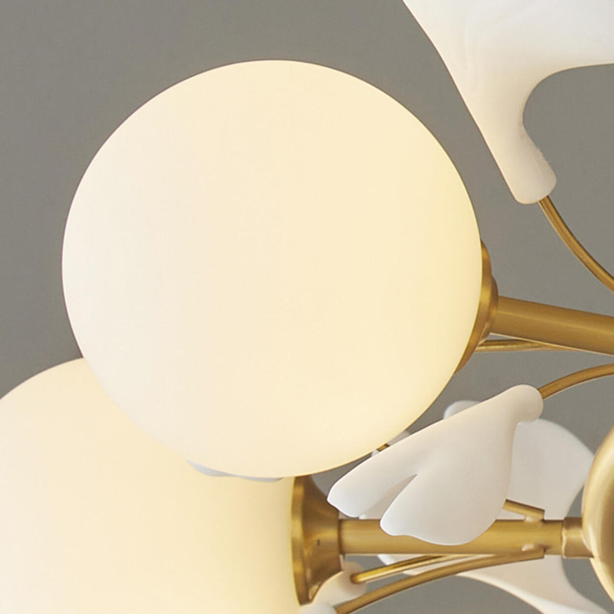 Modern Floral Leaves Circle White Ball Chandelier Image - 10