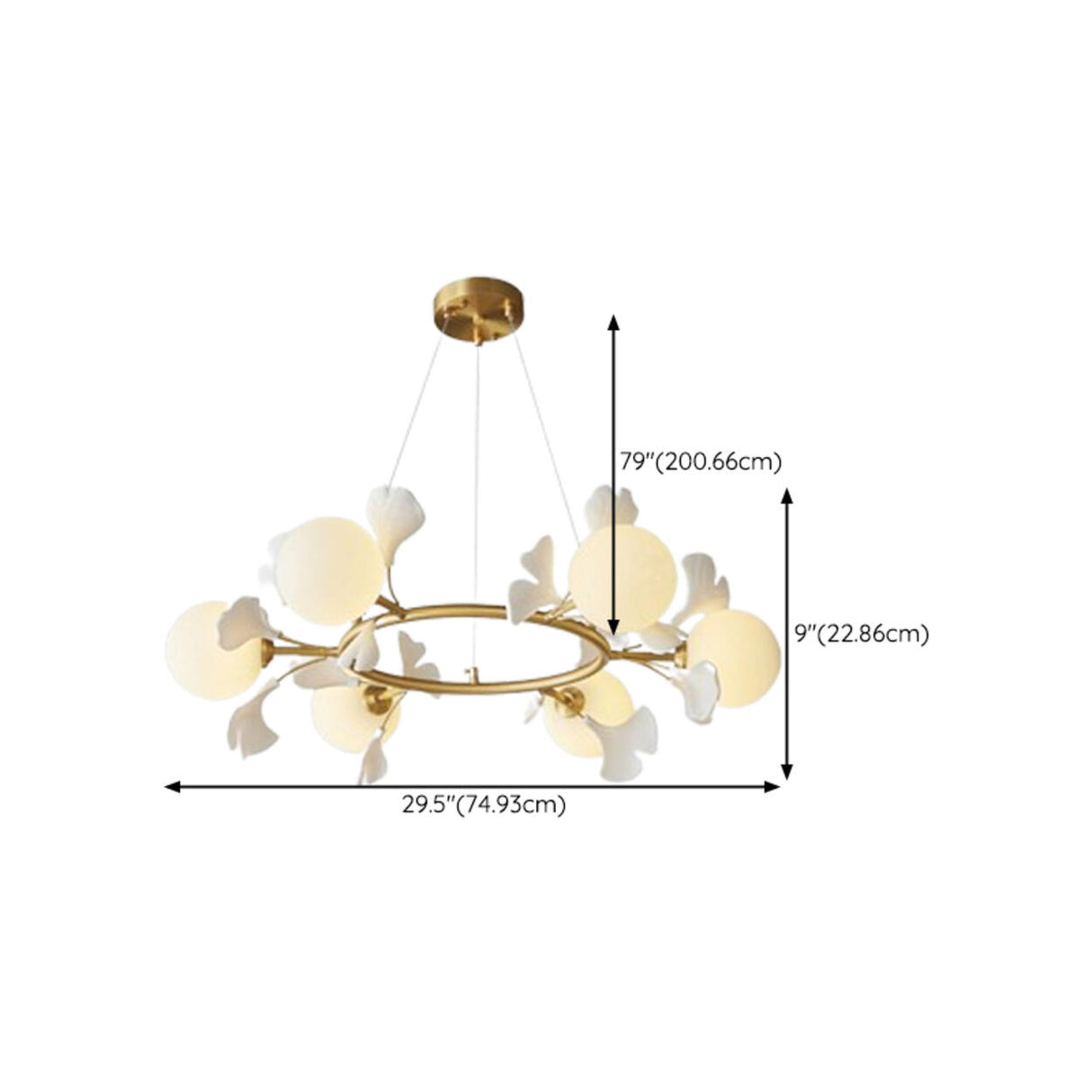 Modern Floral Leaves Circle White Ball Chandelier