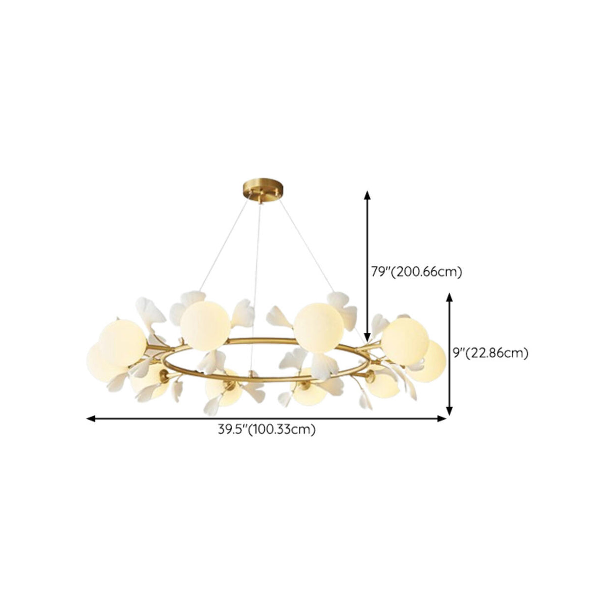 Modern Floral Leaves Circle White Ball Chandelier Image - 14