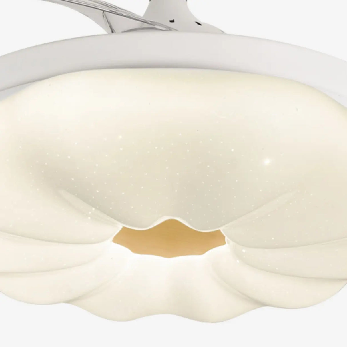 Modern Flower Shape LED Polymer White 4-Blade Retractable Ceiling Fan Light Image - 7