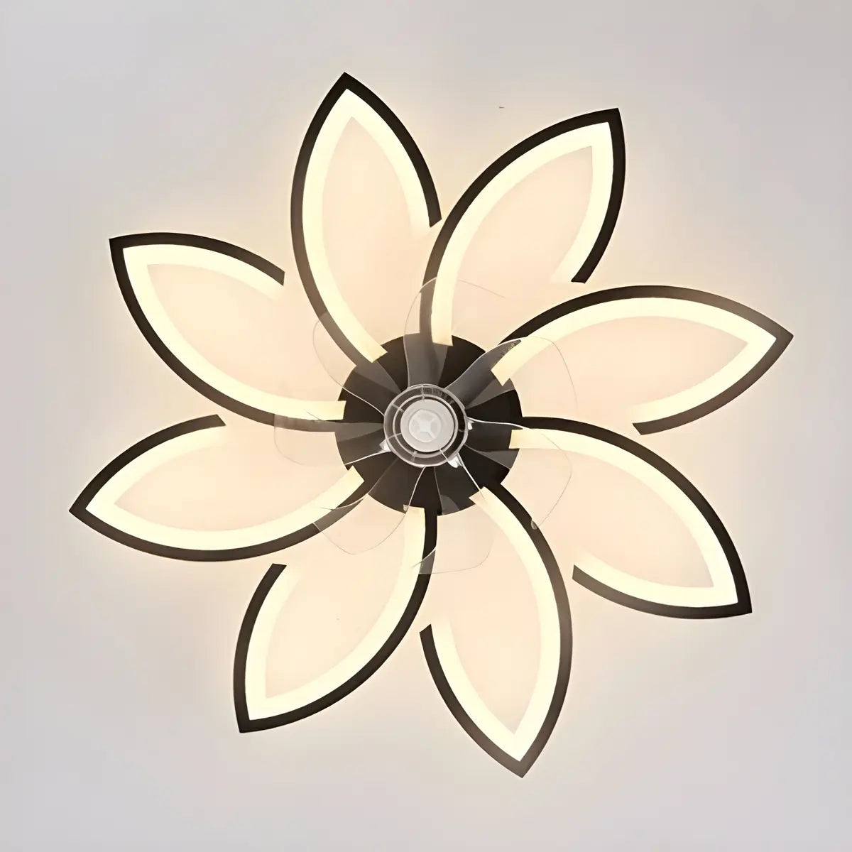 Modern Flower Shaped Dimming Ceiling Fan with LED Light Image - 13