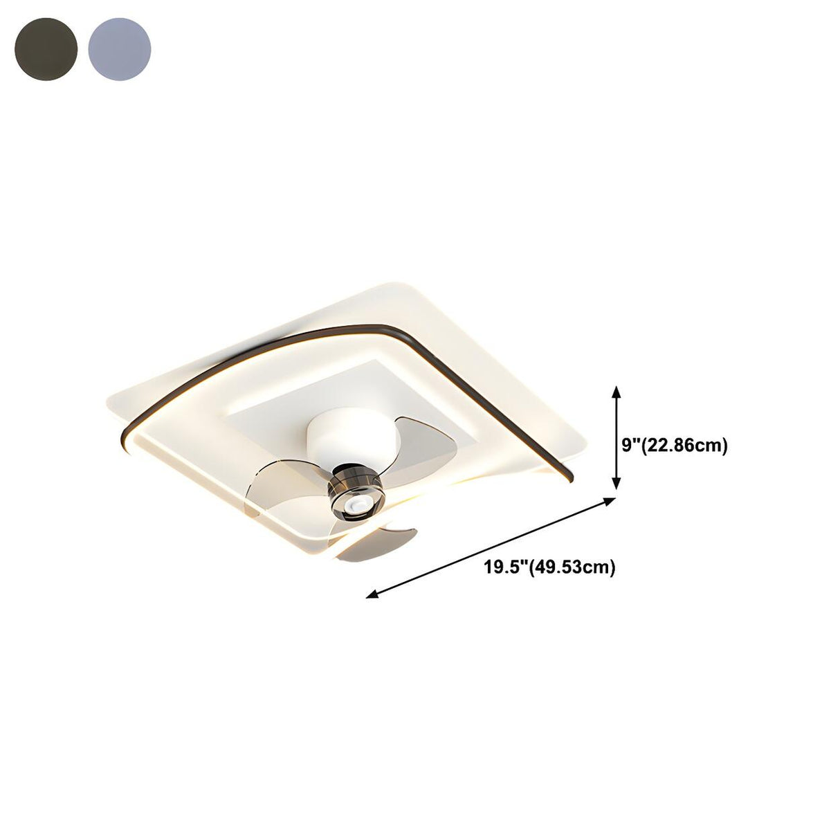 Modern Flush Geometric Bedroom Ceiling Fan with Light