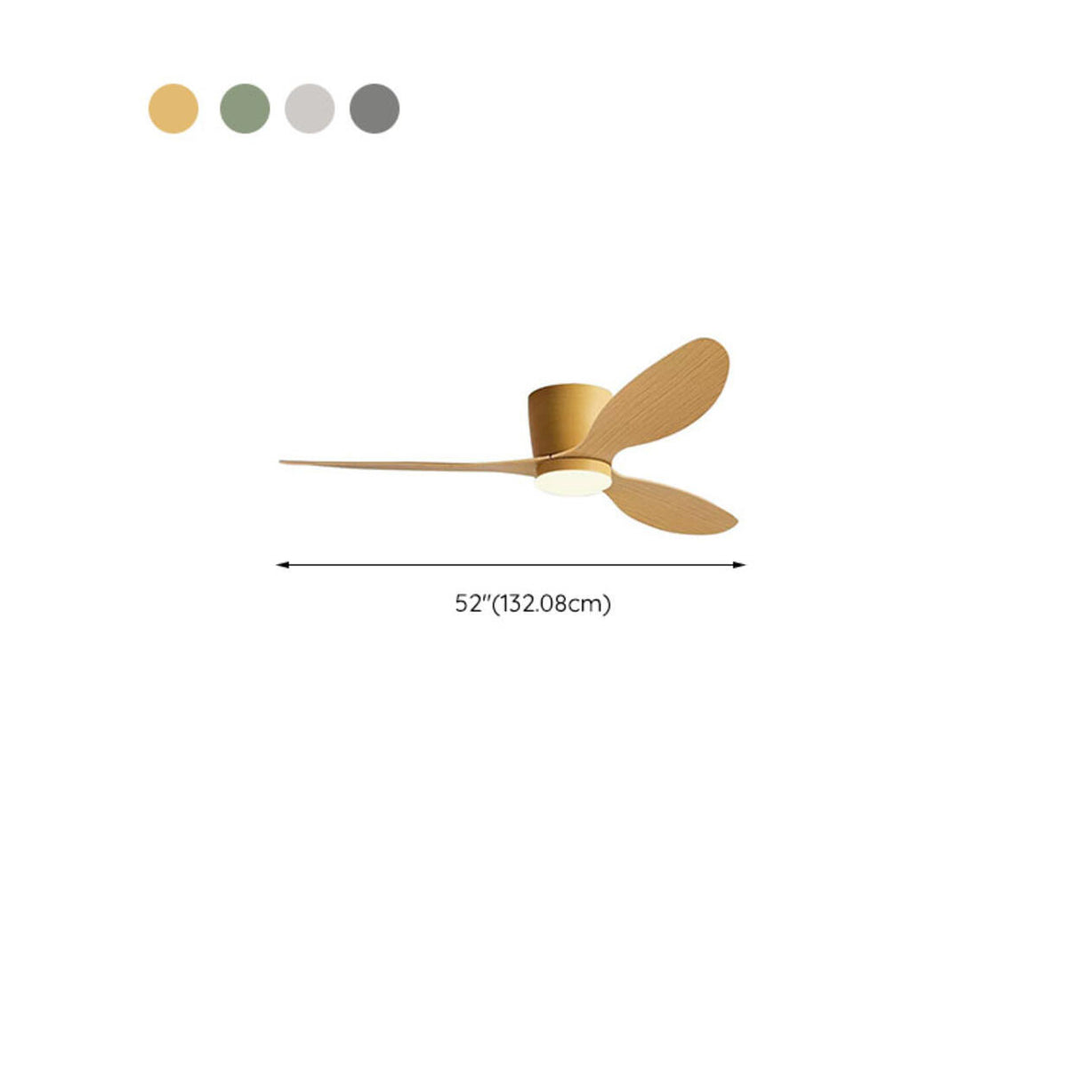 Modern Flush Mount Wood Grain Blades Ceiling Fan Light Image - 13