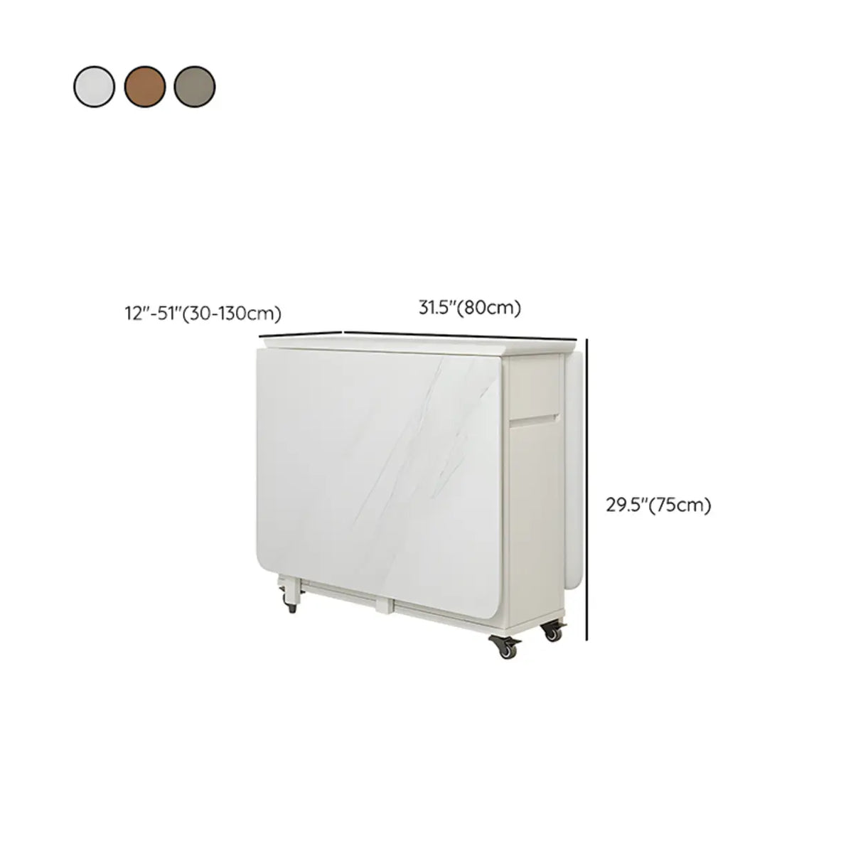 Modern Foldable Rectangular Stone Dining Table Grey