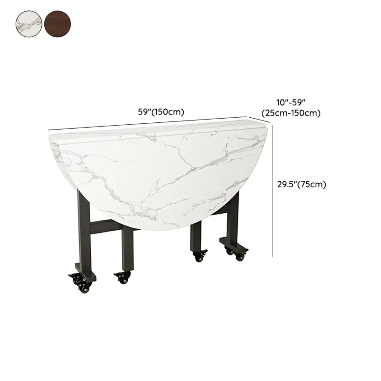 Modern Foldable White Marble Dining Table on Wheels Image - 12