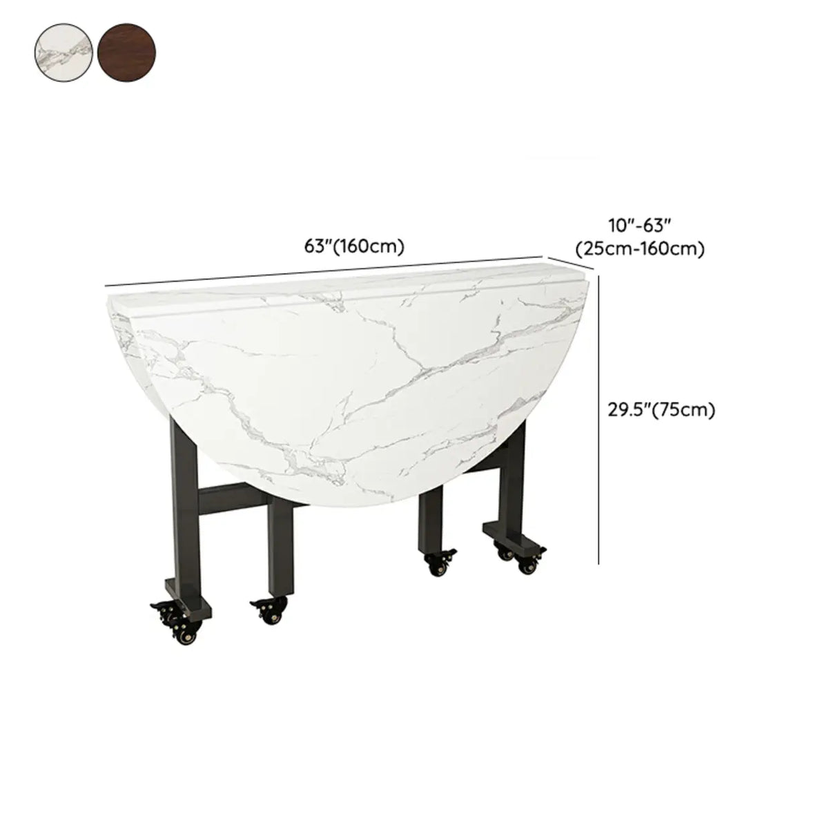 Modern Foldable White Marble Dining Table on Wheels Image - 13