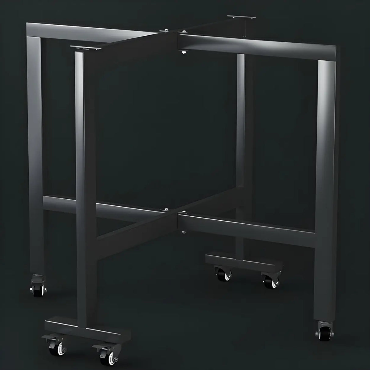 Modern Folding Rectangular Wood Metal Dining Table Black Image - 11