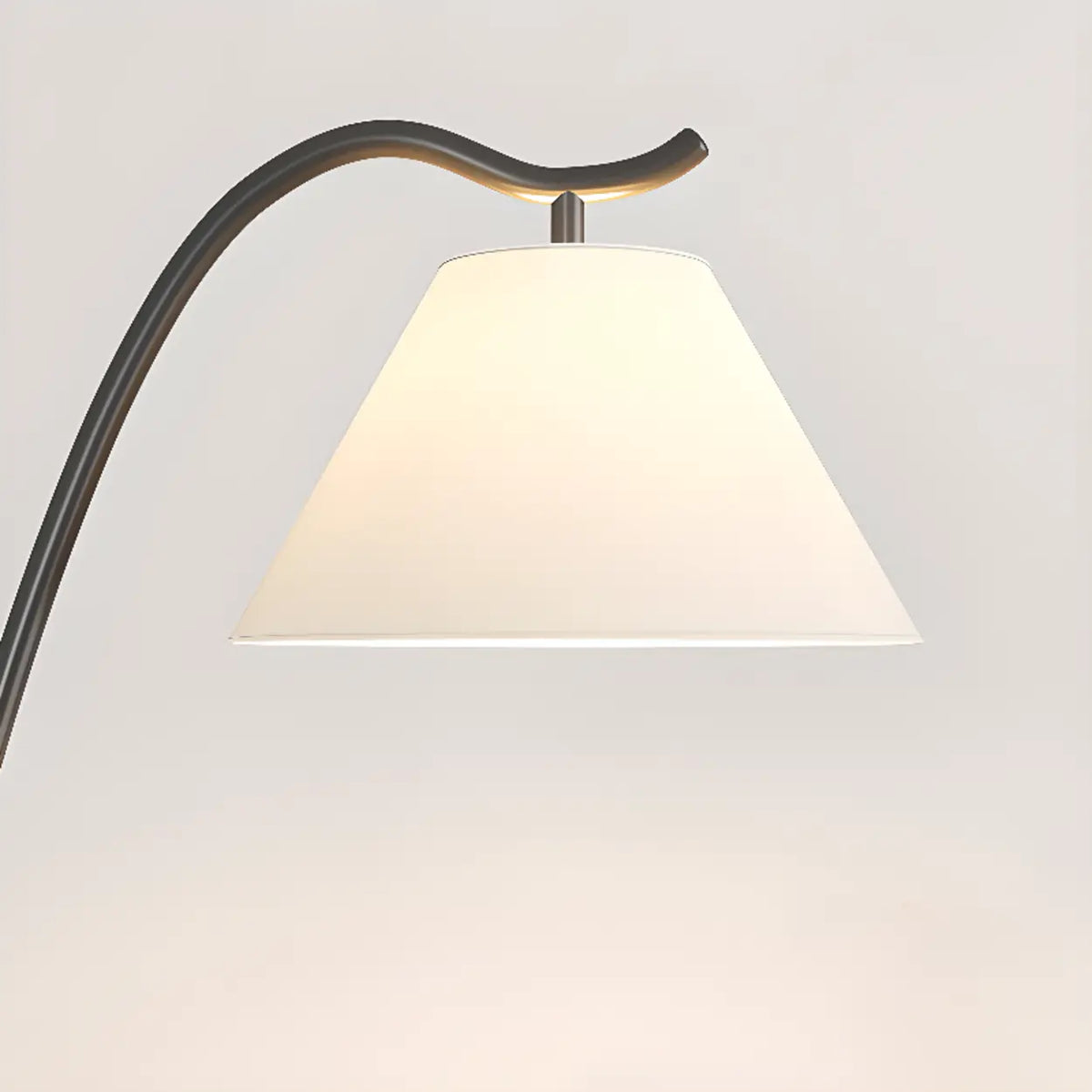 Modern Foot Switch Fabric Cone Arc Floor Lamp with Wood Table Image - 6