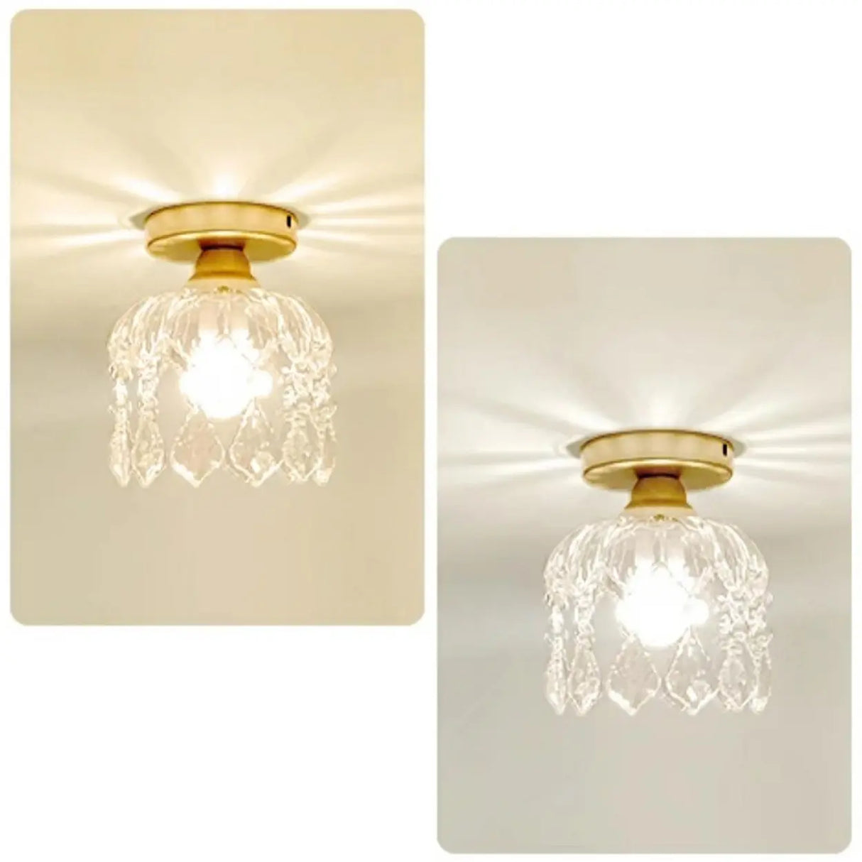 Modern Foyer Glass Crystal Semi-Flush Mount Light Image - 2