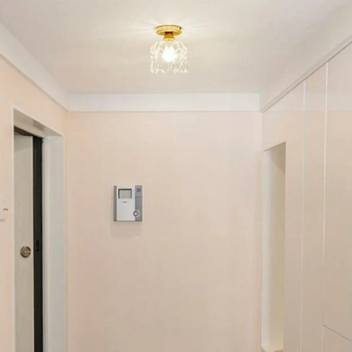 Modern Foyer Glass Crystal Semi-Flush Mount Light Image - 5