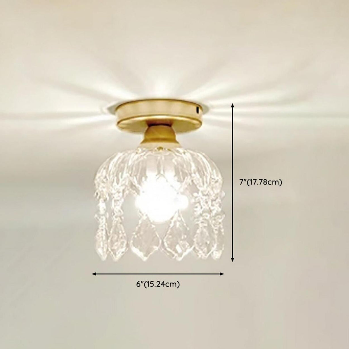 Modern Foyer Glass Crystal Semi-Flush Mount Light
