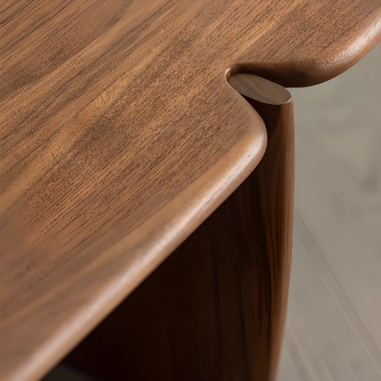Modern Free Form Brown Wood Low Profile Coffee Table Image - 6