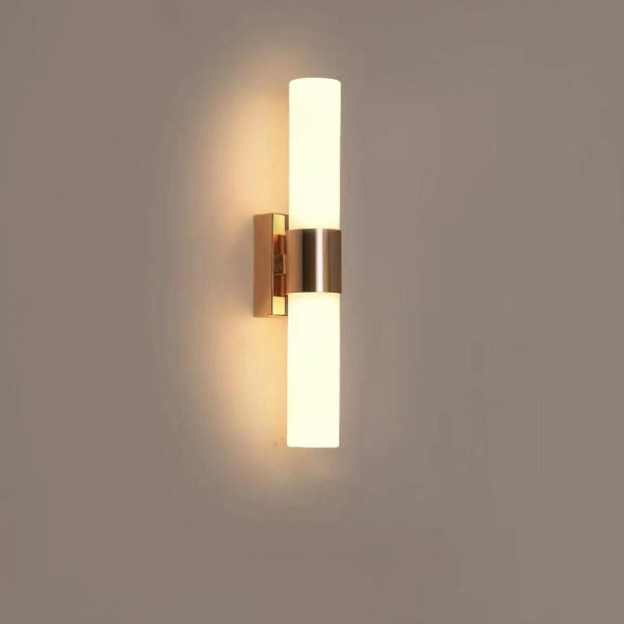 Modern Frosted Glass Gold Vertical Vanity Light Image - 6