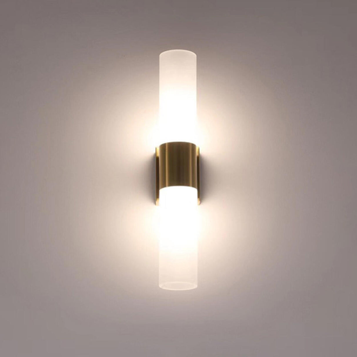 Modern Frosted Glass Gold Vertical Vanity Light Image - 8