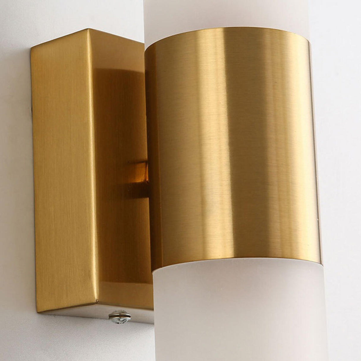 Modern Frosted Glass Gold Vertical Vanity Light Image - 9