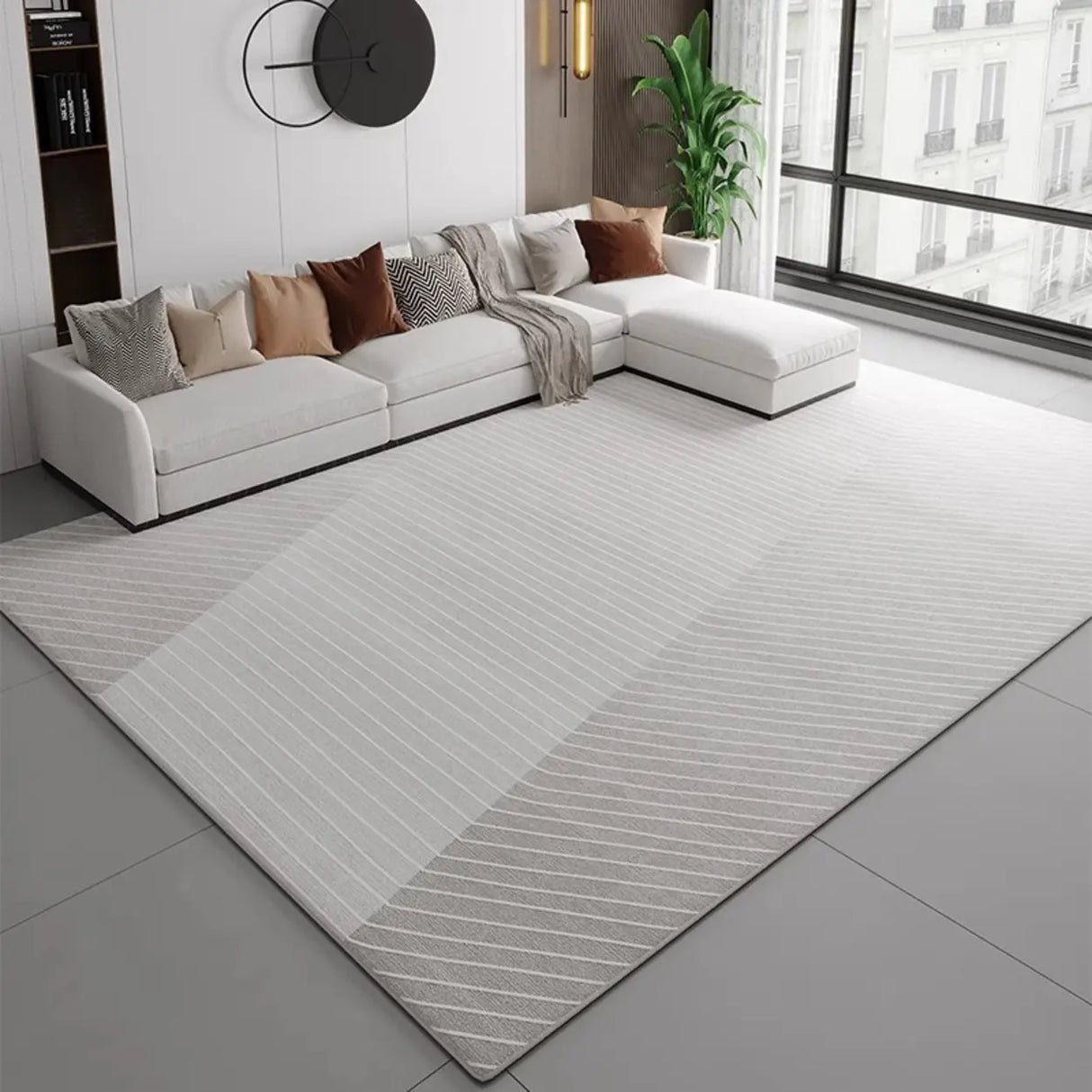 Modern Geometric Flannel Beige Anti-slip Area Rug Image - 23