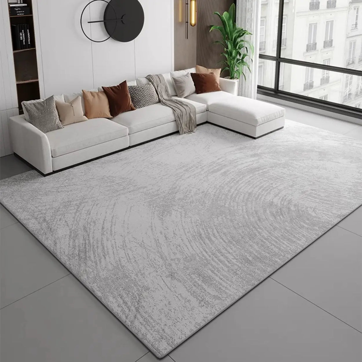 Modern Geometric Flannel Beige Anti-slip Area Rug Image - 24