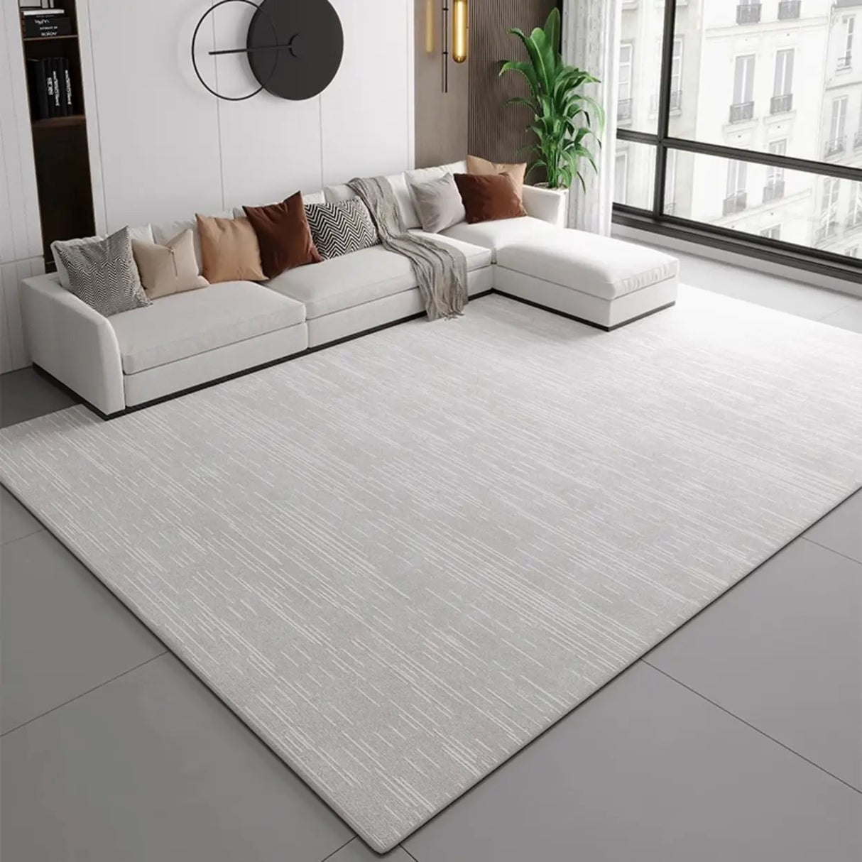 Modern Geometric Flannel Beige Anti-slip Area Rug Image - 25
