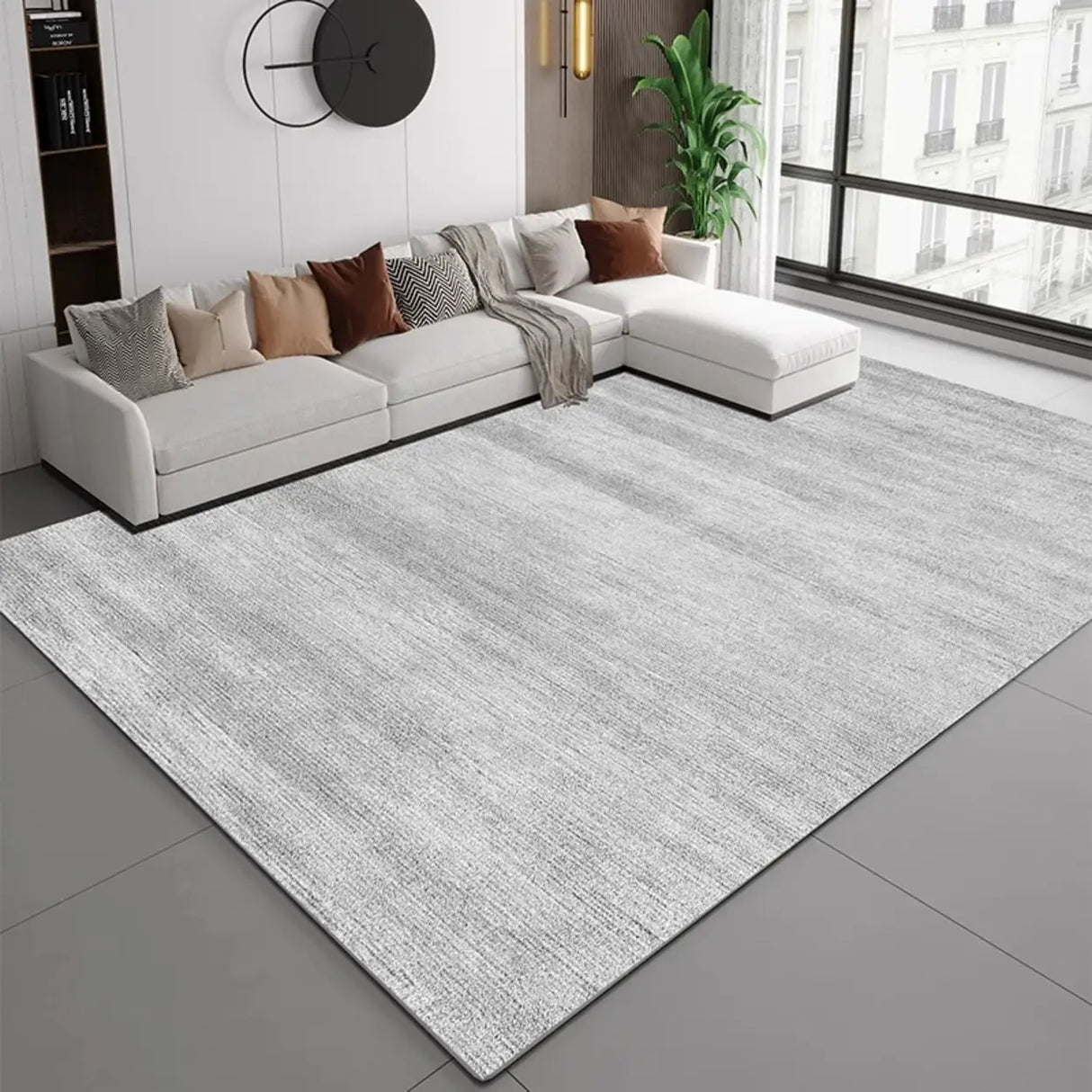 Modern Geometric Flannel Beige Anti-slip Area Rug Image - 26