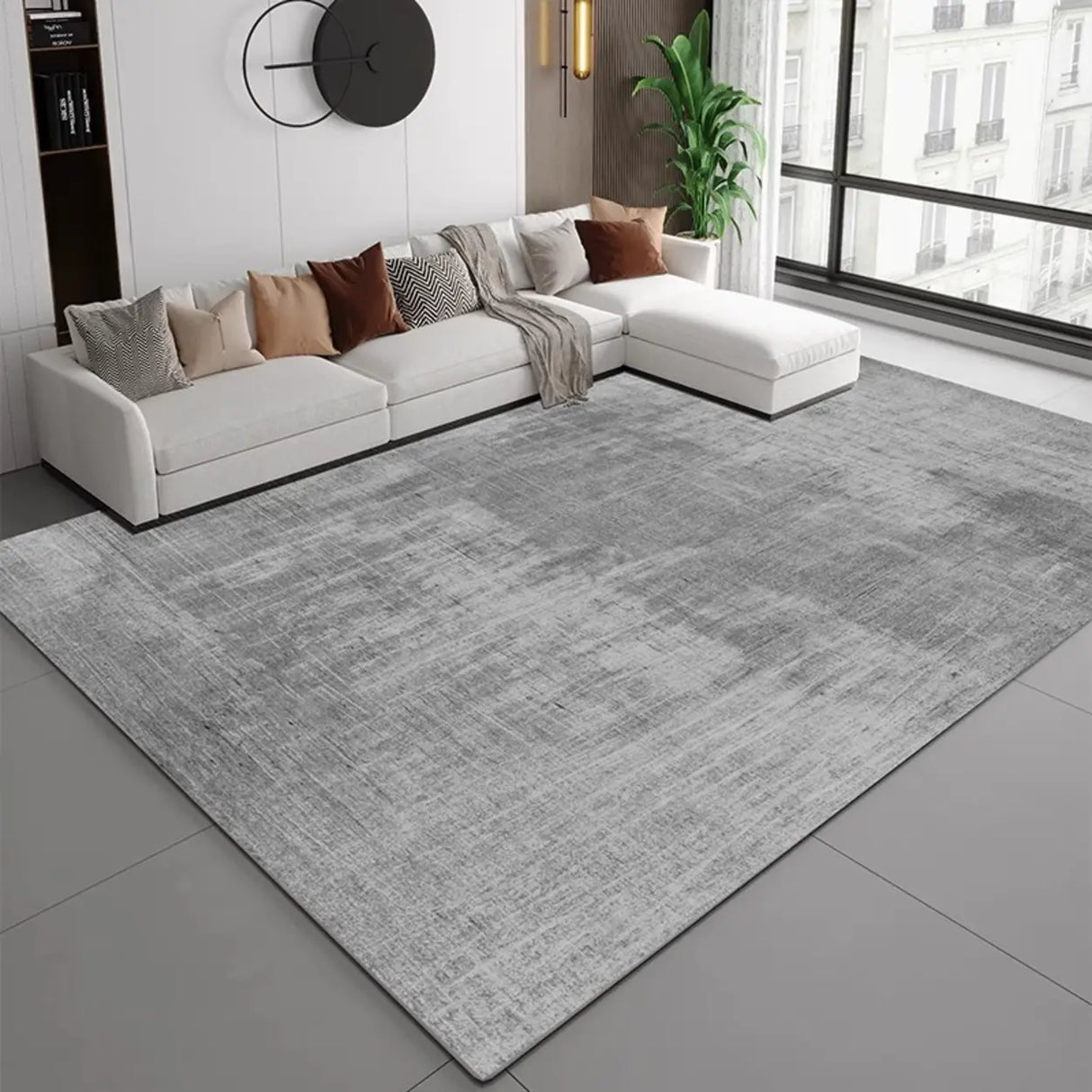 Modern Geometric Flannel Beige Anti-slip Area Rug Image - 27