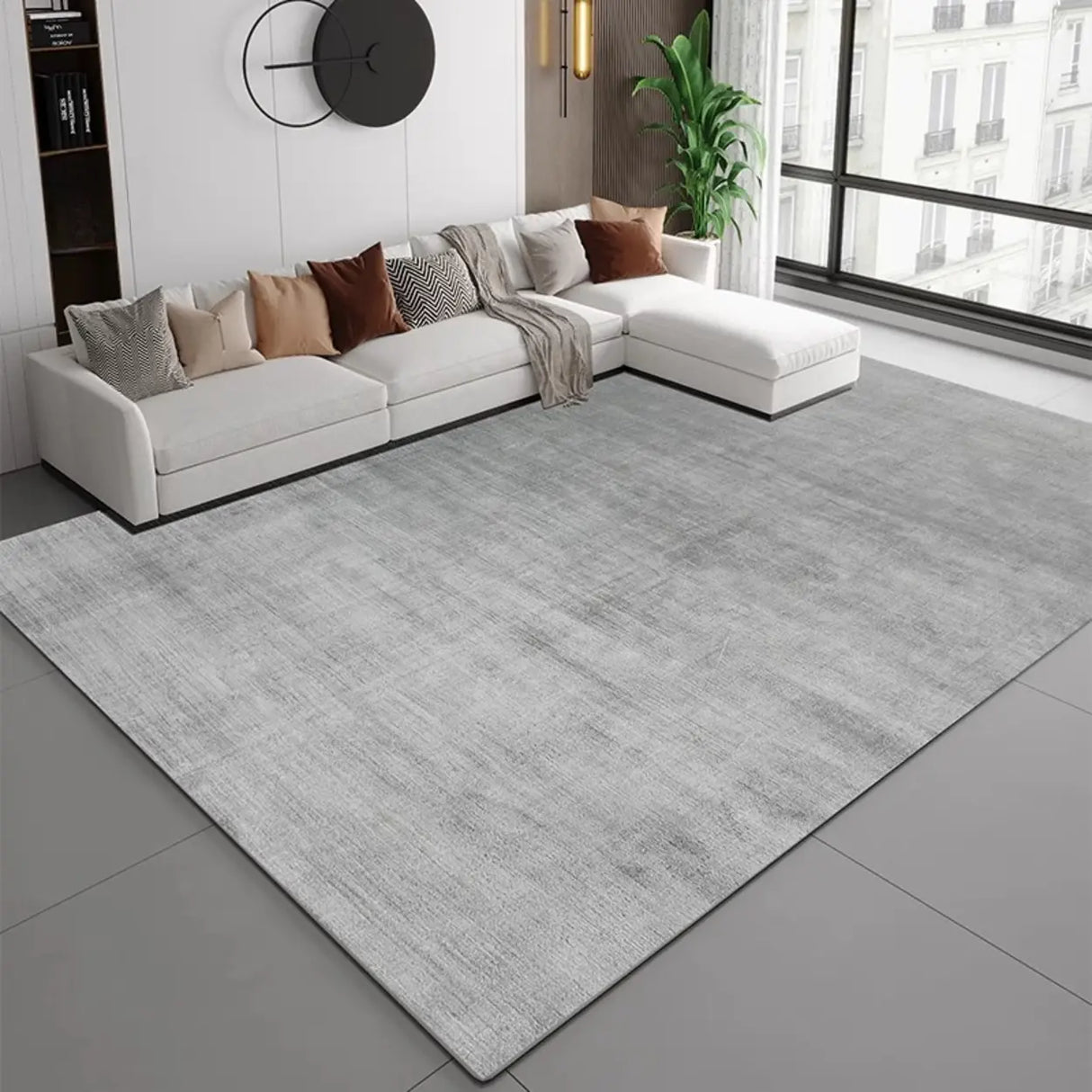 Modern Geometric Flannel Beige Anti-slip Area Rug Image - 28