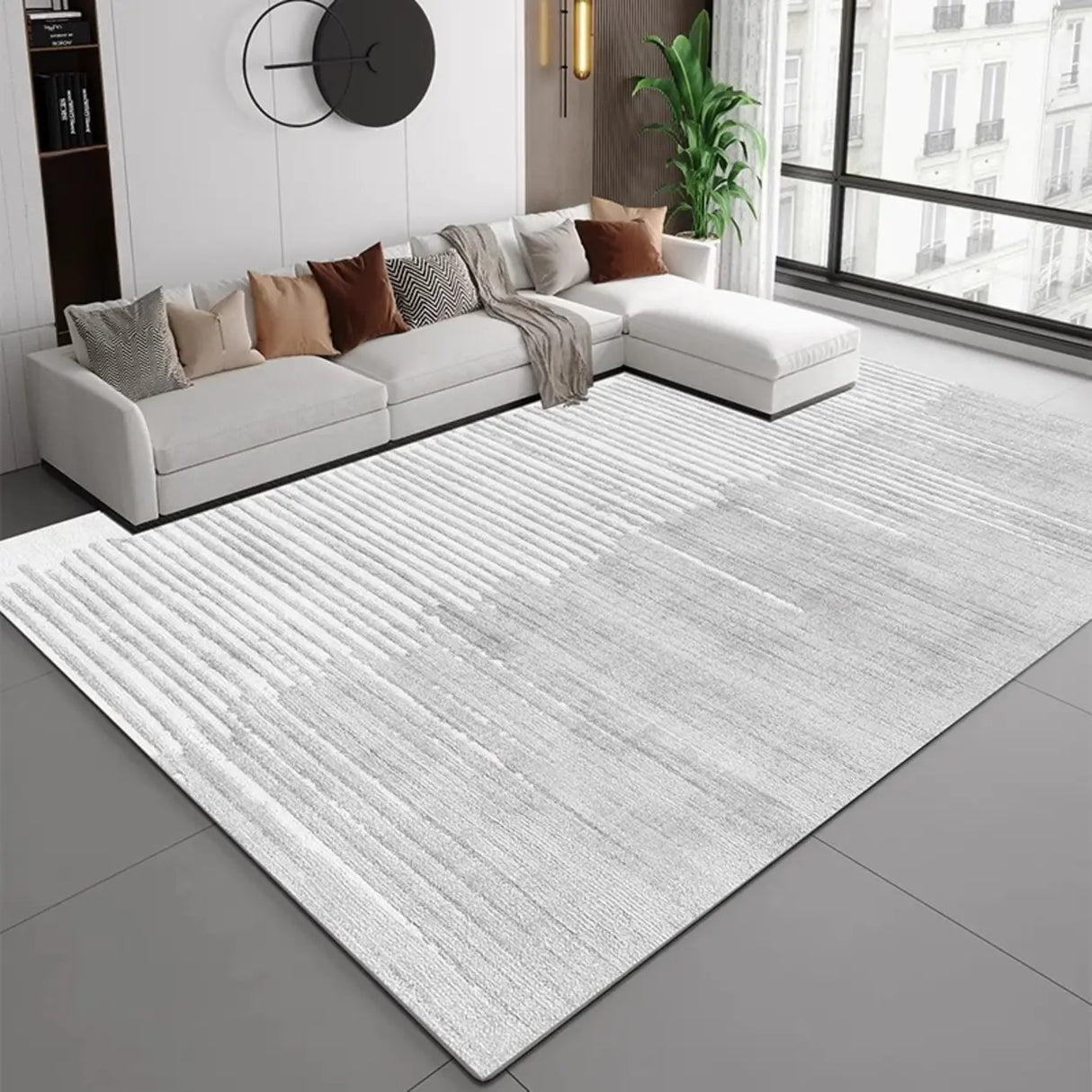 Modern Geometric Flannel Beige Anti-slip Area Rug Image - 29