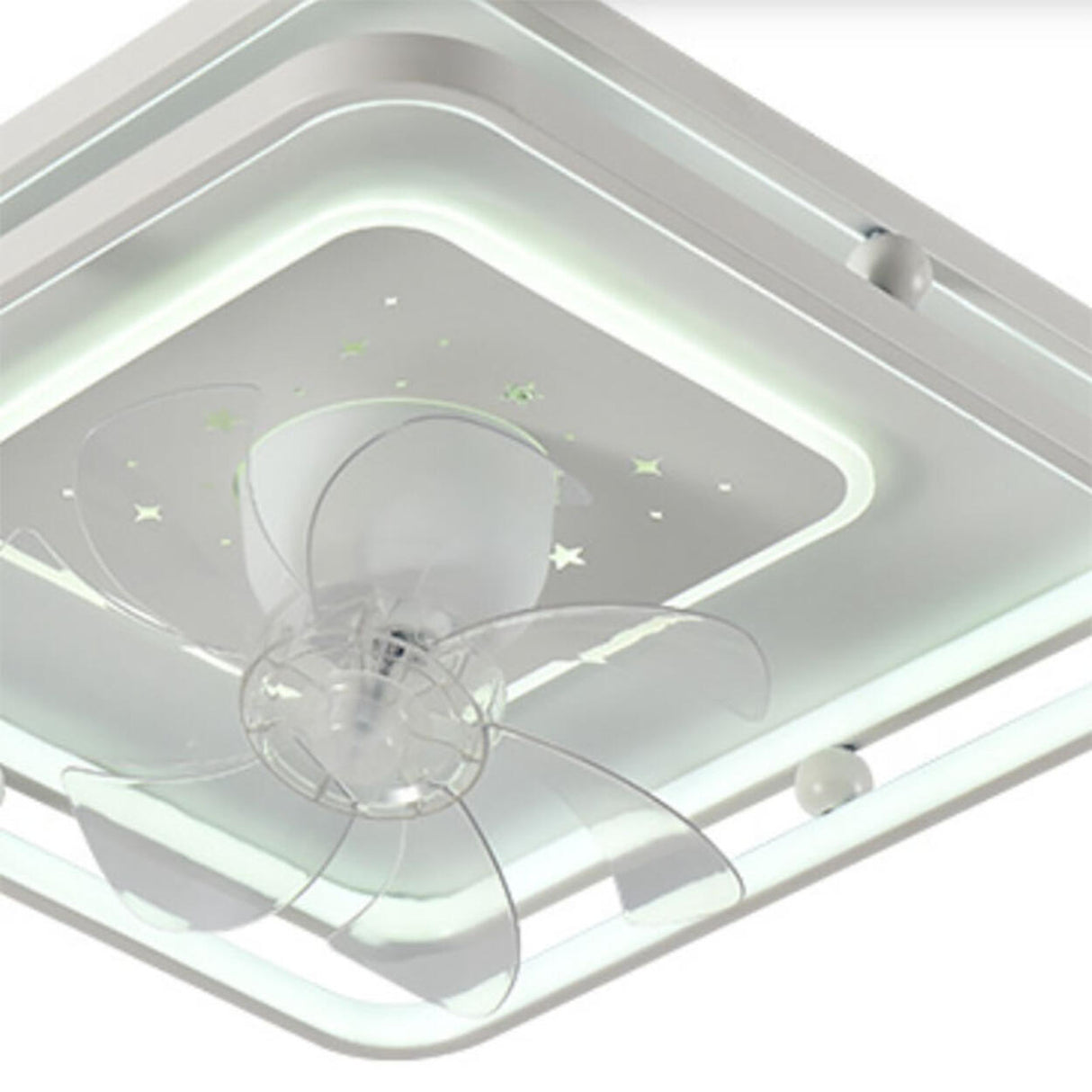 Modern Geometric Flush Mount Ceiling Fan with LED Light Image - 10