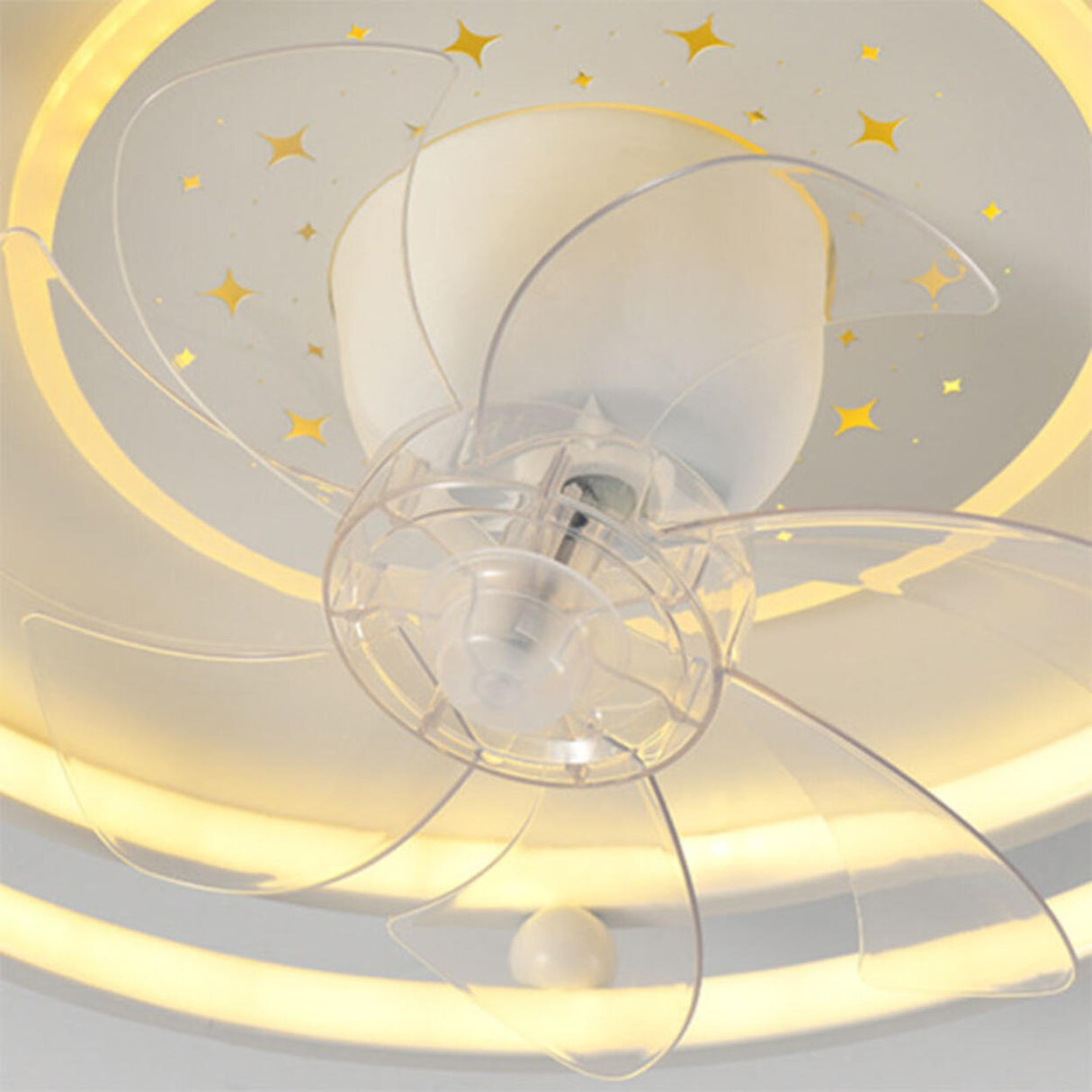 Modern Geometric Flush Mount Ceiling Fan with LED Light Image - 11