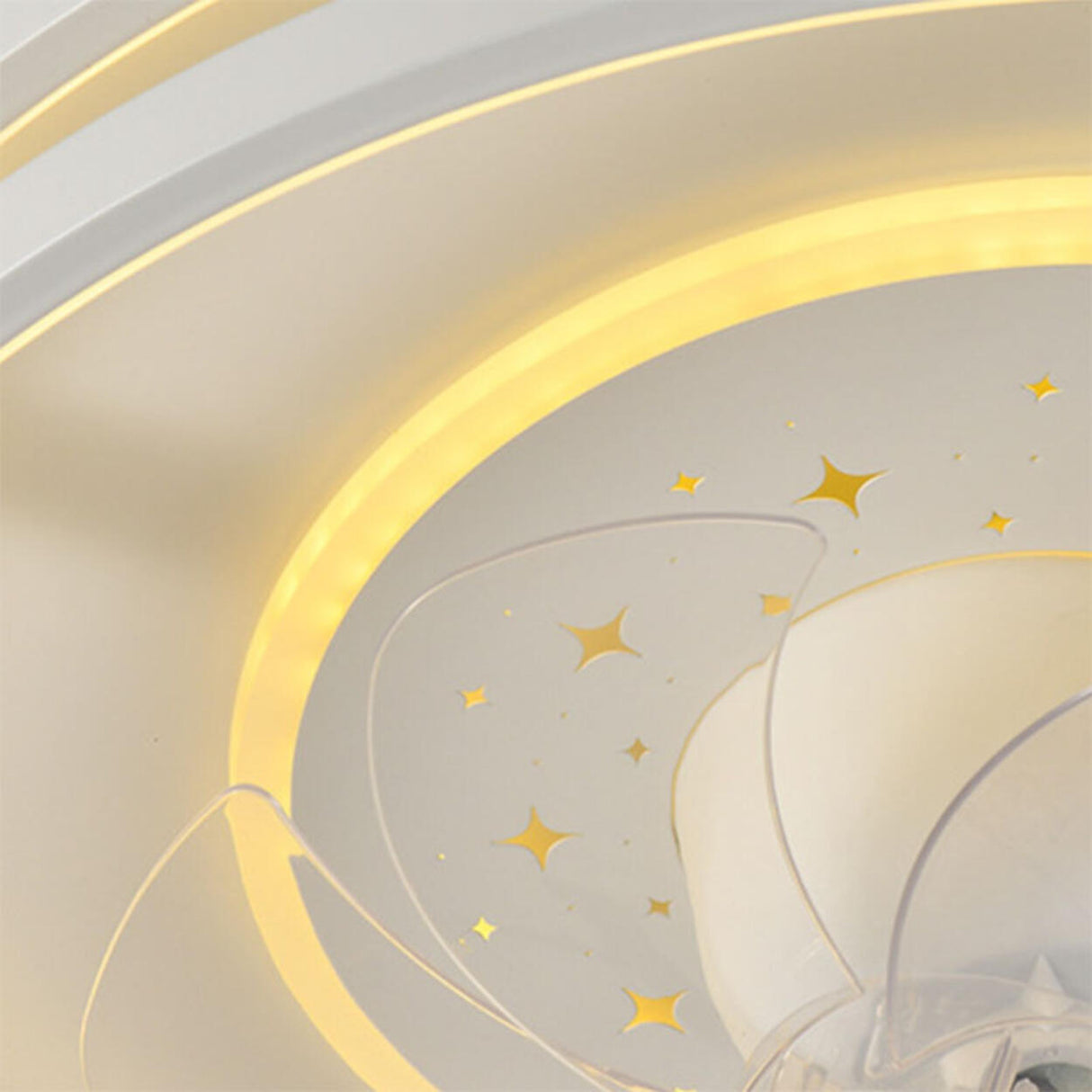 Modern Geometric Flush Mount Ceiling Fan with LED Light Image - 12