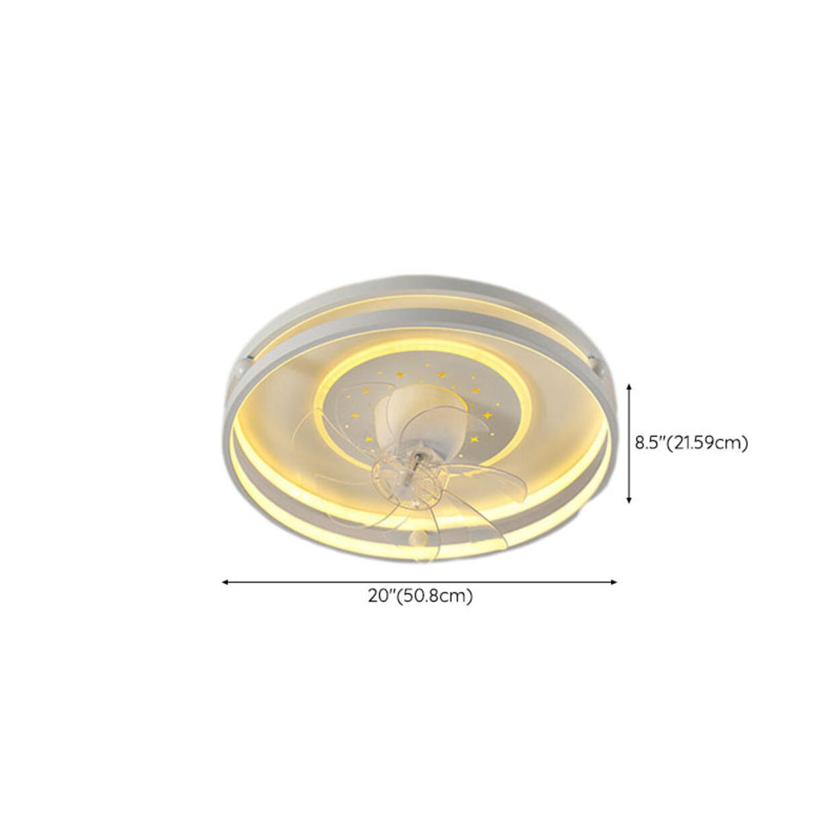 Modern Geometric Flush Mount Ceiling Fan with LED Light Image - 19