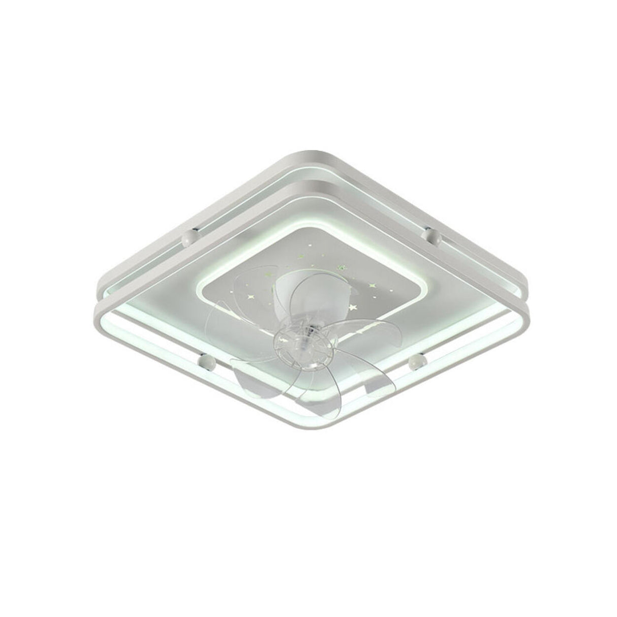 Modern Geometric Flush Mount Ceiling Fan with LED Light Image - 5