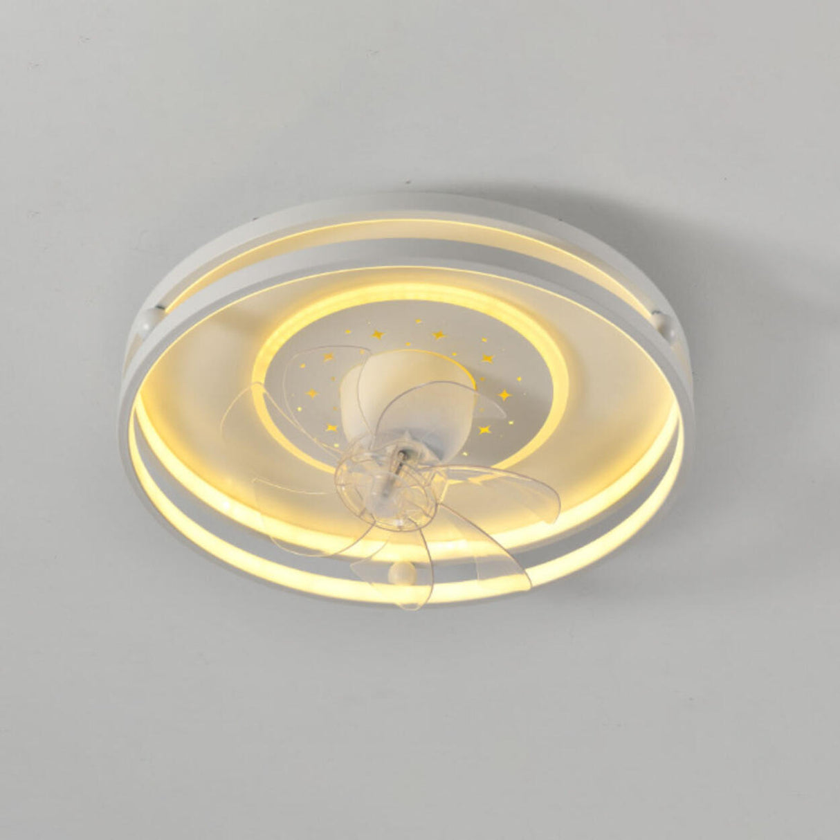 Modern Geometric Flush Mount Ceiling Fan with LED Light Image - 6