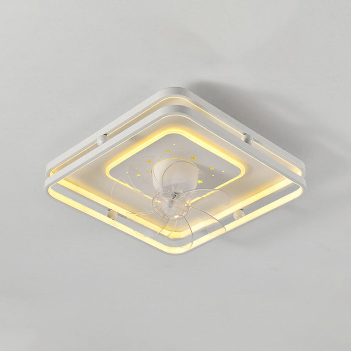 Modern Geometric Flush Mount Ceiling Fan with LED Light Image - 7