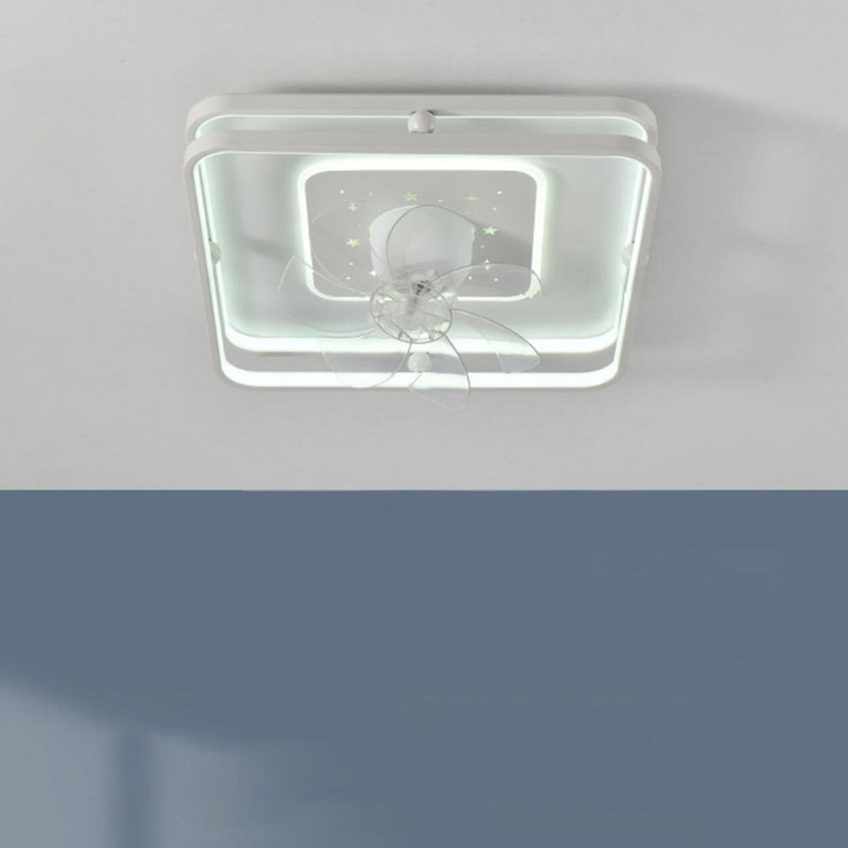 Modern Geometric Flush Mount Ceiling Fan with LED Light Image - 9