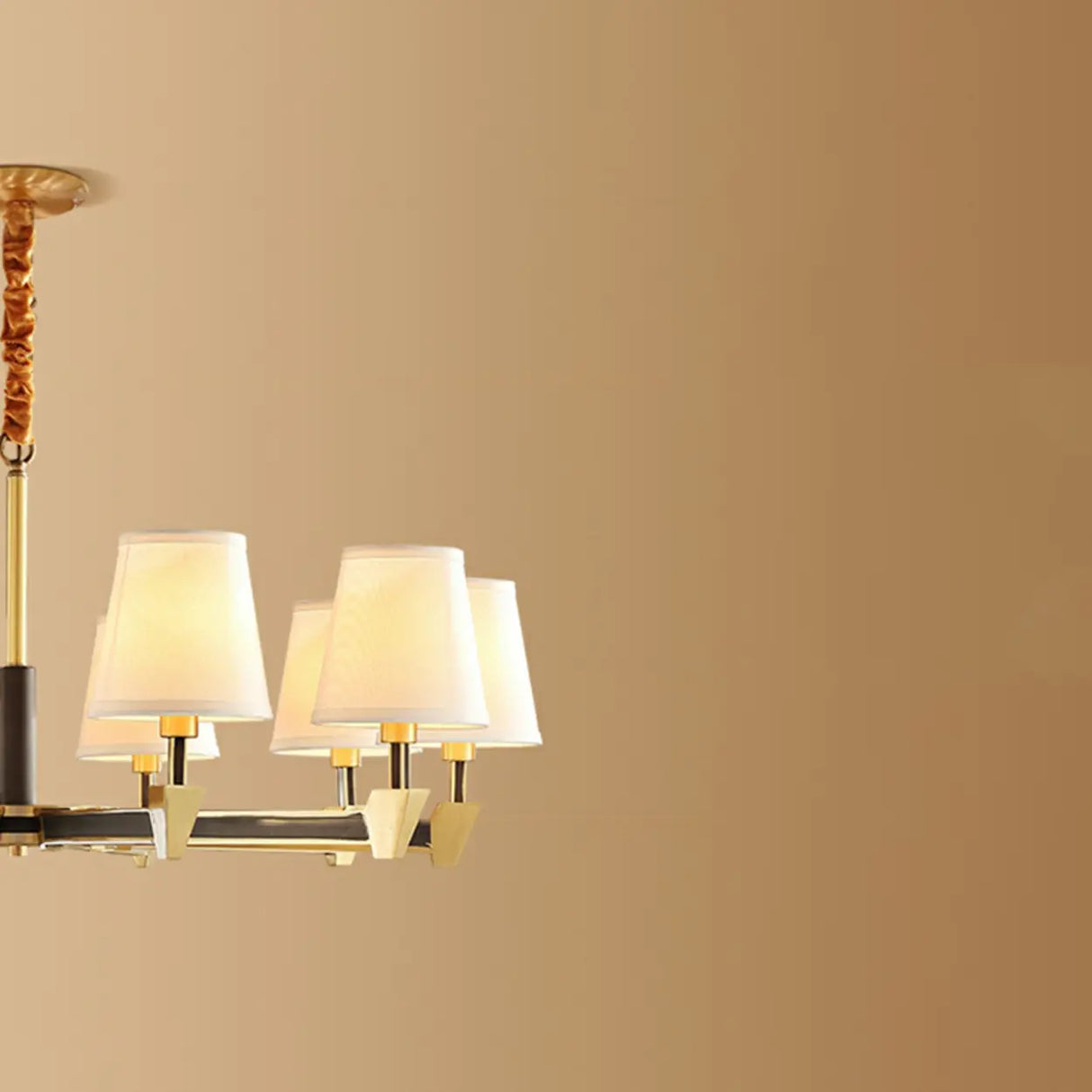 Modern Geometric Metal Gold 8 Lights Fabric Chandelier Image - 12