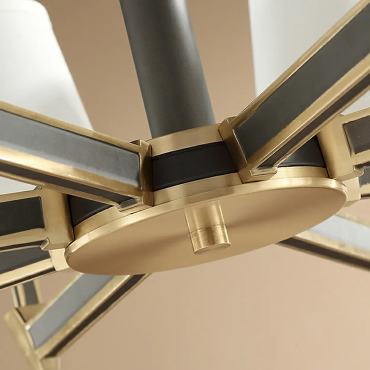 Modern Geometric Metal Gold 8 Lights Fabric Chandelier Image - 13