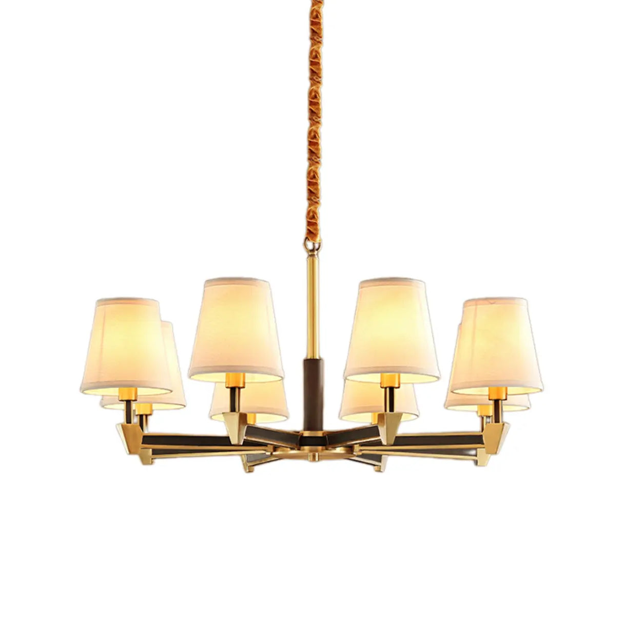 Modern Geometric Metal Gold 8 Lights Fabric Chandelier Image - 5