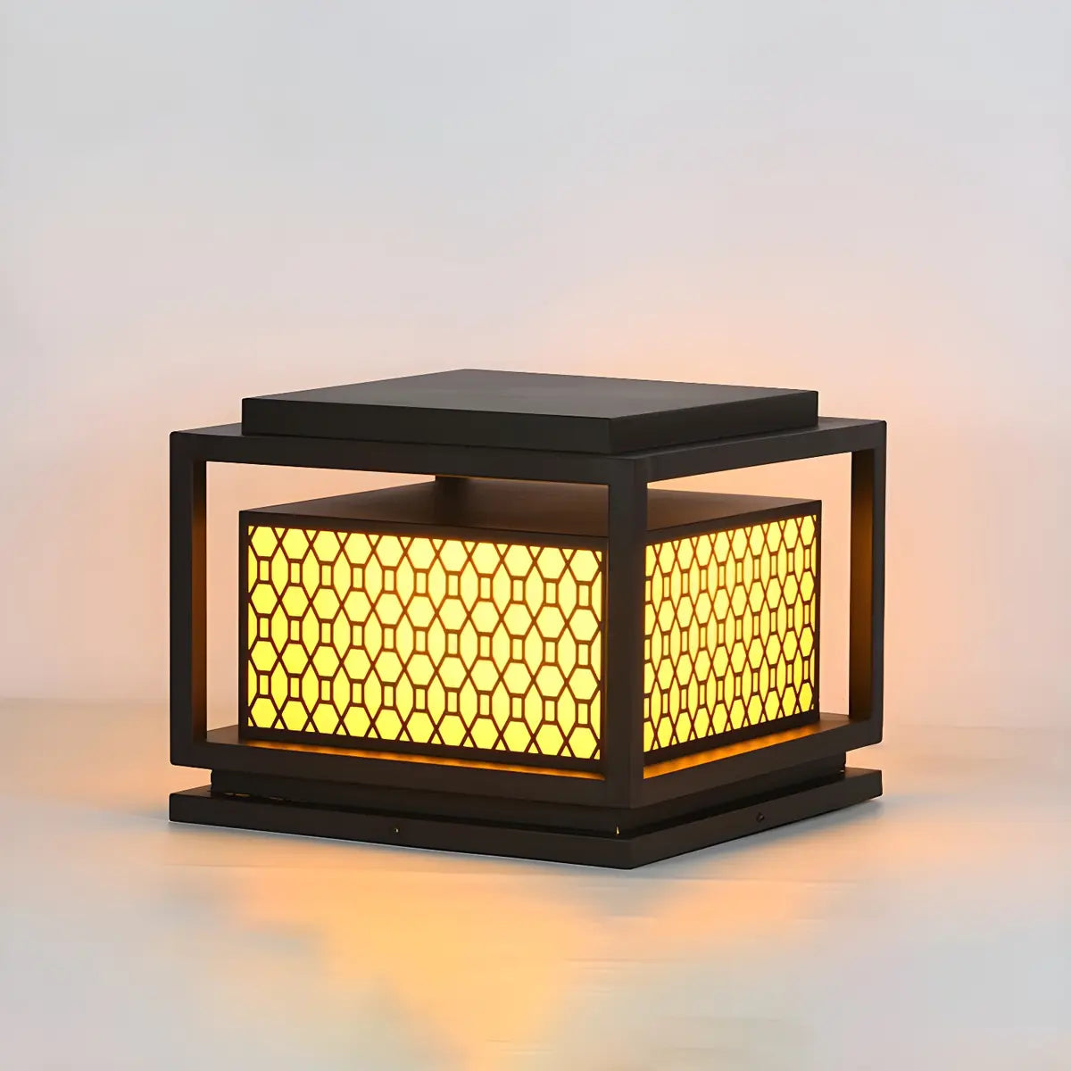 Modern Geometric Metal Outdoor Garden Pillar Light Image - 5