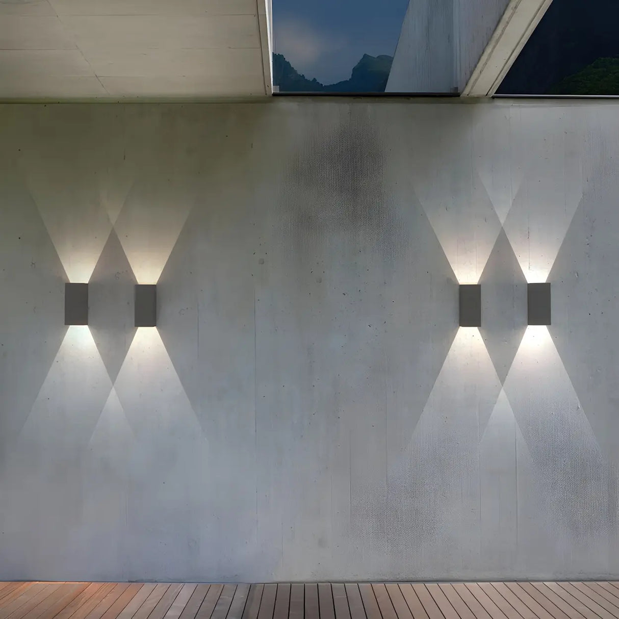 Modern Geometric Metal Outdoor Up Down Wall Light Image - 4