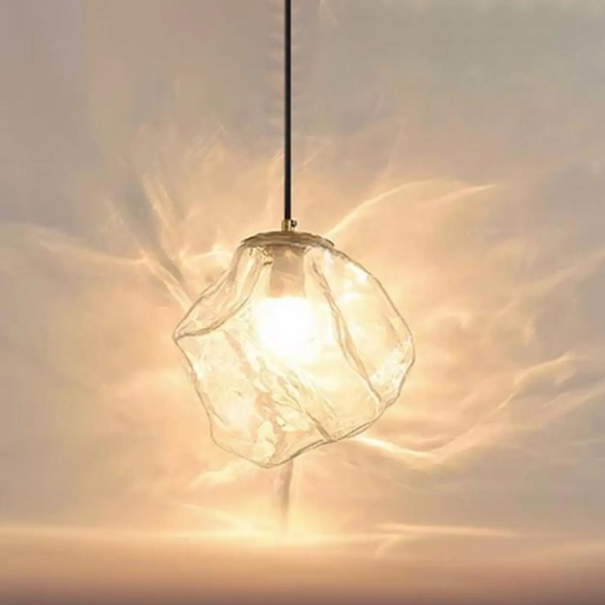 Modern Geometric Metal Pendant Light Clear Glass Bedroom Image - 9