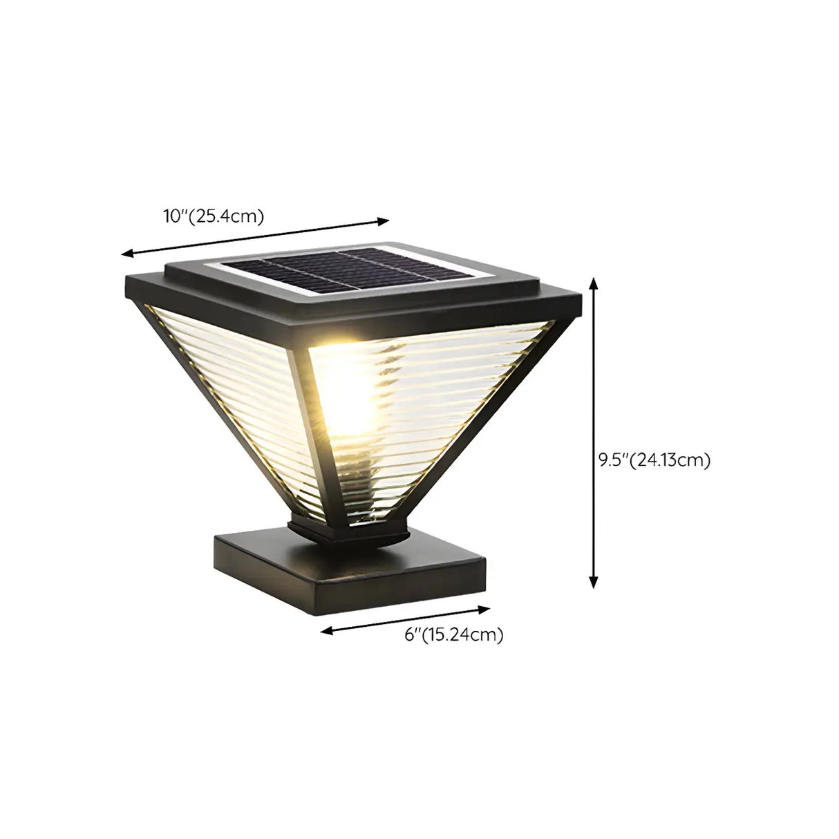Modern Geometric Metal Pyramid Outdoor Black Post Light