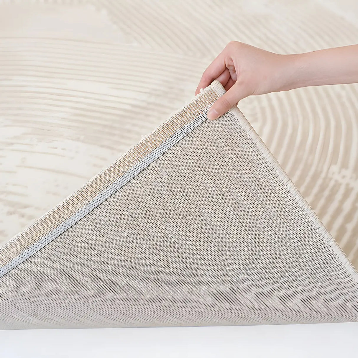 Modern Geometric Pattern Beige Polyester Area Rug Image - 10