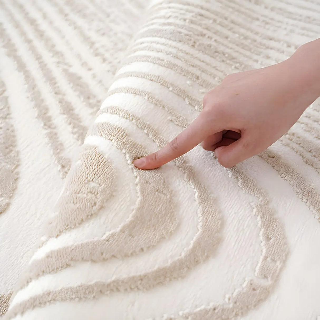 Modern Geometric Pattern Beige Polyester Area Rug Image - 12