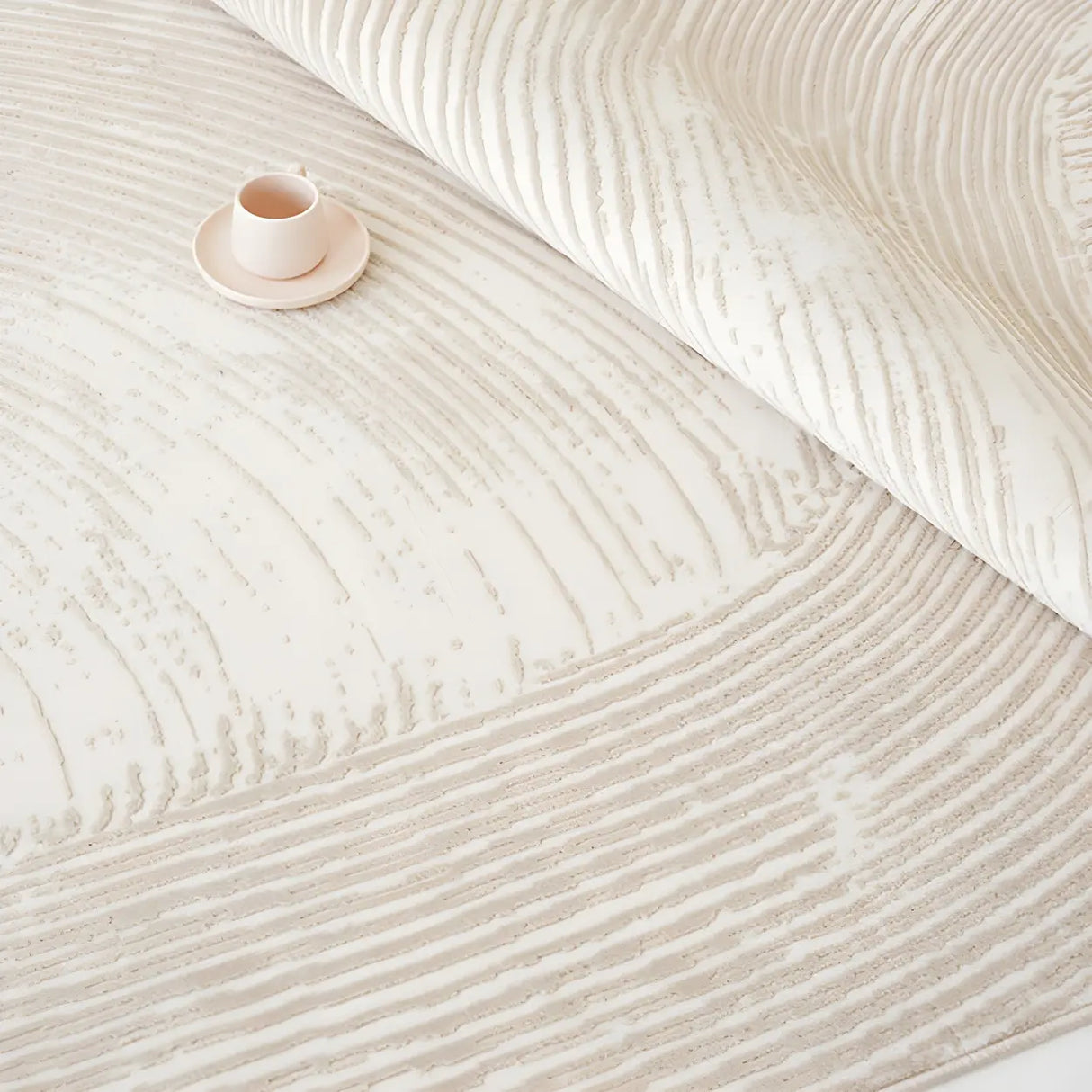 Modern Geometric Pattern Beige Polyester Area Rug Image - 13