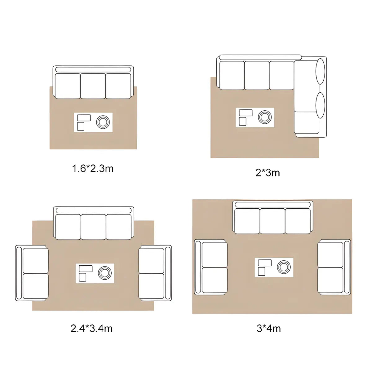 Modern Geometric Pattern Beige Polyester Area Rug Image - 19